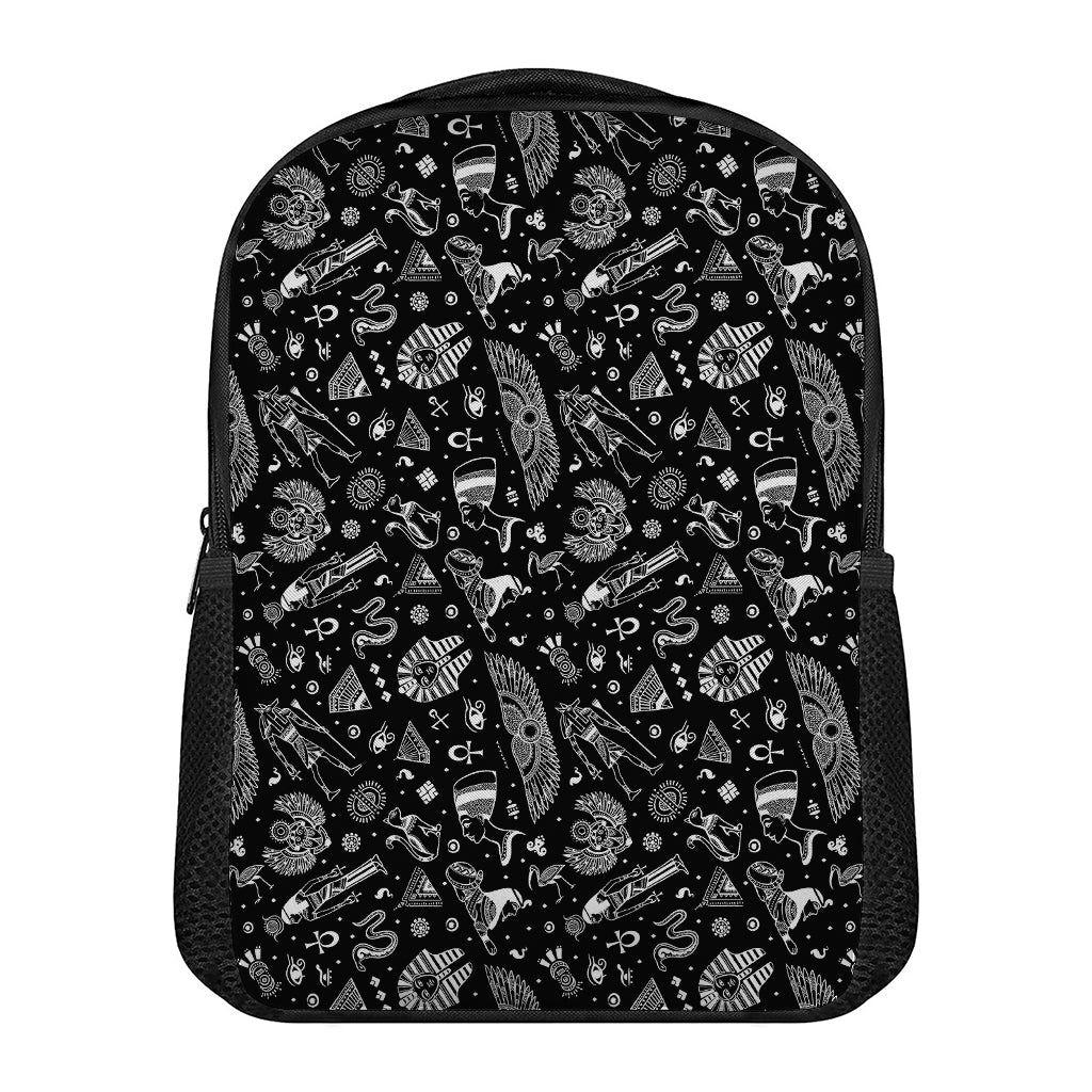 Black And White Egyptian Pattern Print Casual Backpack