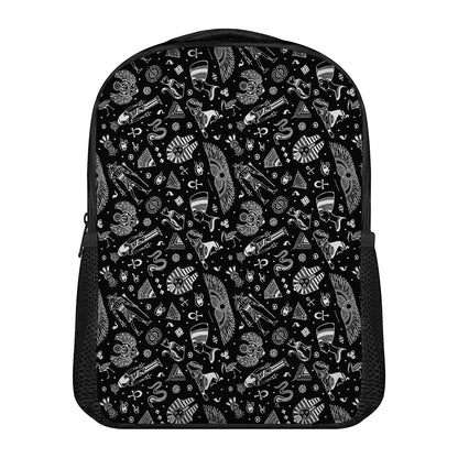 Black And White Egyptian Pattern Print Casual Backpack