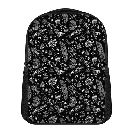 Black And White Egyptian Pattern Print Casual Backpack