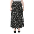 Black And White Egyptian Pattern Print Chiffon Maxi Skirt