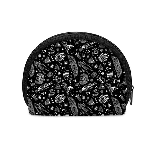 Black And White Egyptian Pattern Print Coin Purse