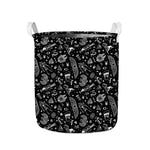 Black And White Egyptian Pattern Print Collapsible Laundry Basket