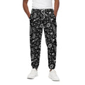 Black And White Egyptian Pattern Print Cotton Sweatpants