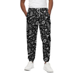Black And White Egyptian Pattern Print Cotton Pants