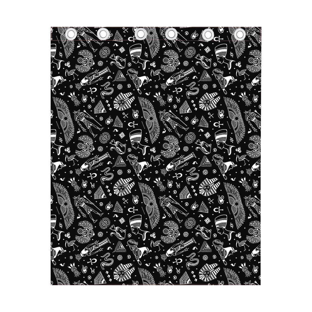 Black And White Egyptian Pattern Print Curtain