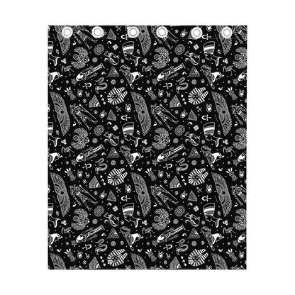 Black And White Egyptian Pattern Print Curtain