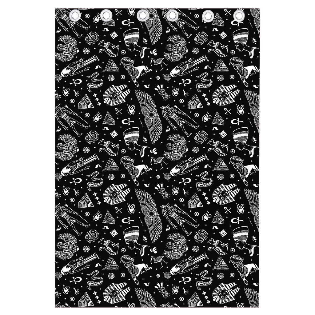 Black And White Egyptian Pattern Print Curtain