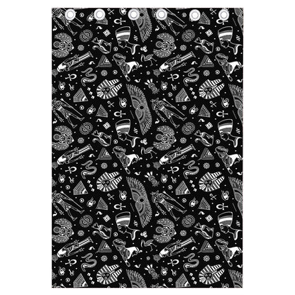 Black And White Egyptian Pattern Print Curtain