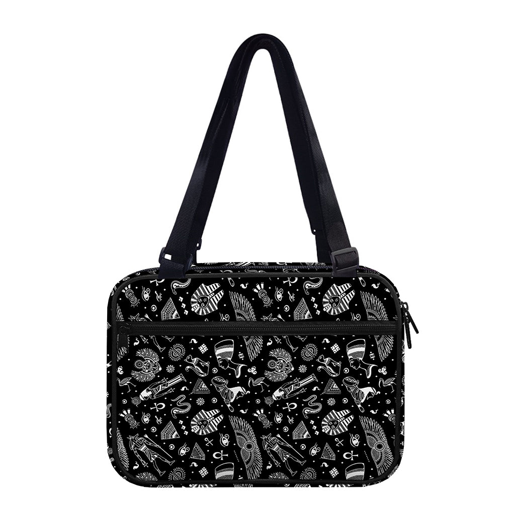 Black And White Egyptian Pattern Print Double Strap Bible Bag