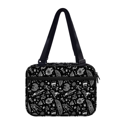 Black And White Egyptian Pattern Print Double Strap Bible Bag