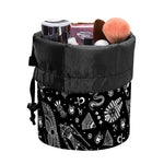 Black And White Egyptian Pattern Print Drawstring Makeup Bag