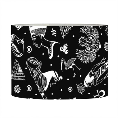 Black And White Egyptian Pattern Print Drum Lamp Shade