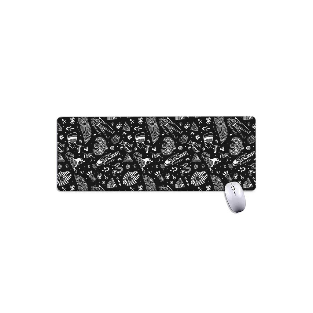 Black And White Egyptian Pattern Print Extended Mouse Pad