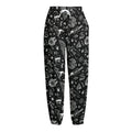 Black And White Egyptian Pattern Print Fleece Lined Knit Pants