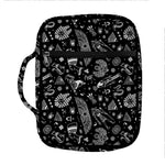 Black And White Egyptian Pattern Print Front Pocket Bible Bag