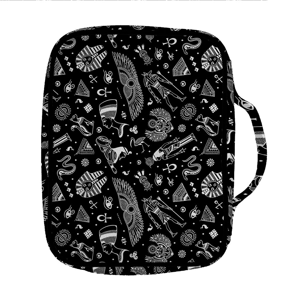 Black And White Egyptian Pattern Print Front Pocket Bible Bag
