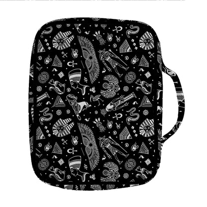 Black And White Egyptian Pattern Print Front Pocket Bible Bag