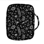 Black And White Egyptian Pattern Print Front Pocket Bible Bag
