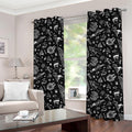 Black And White Egyptian Pattern Print Grommet Curtains