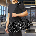 Black And White Egyptian Pattern Print Gym Bag