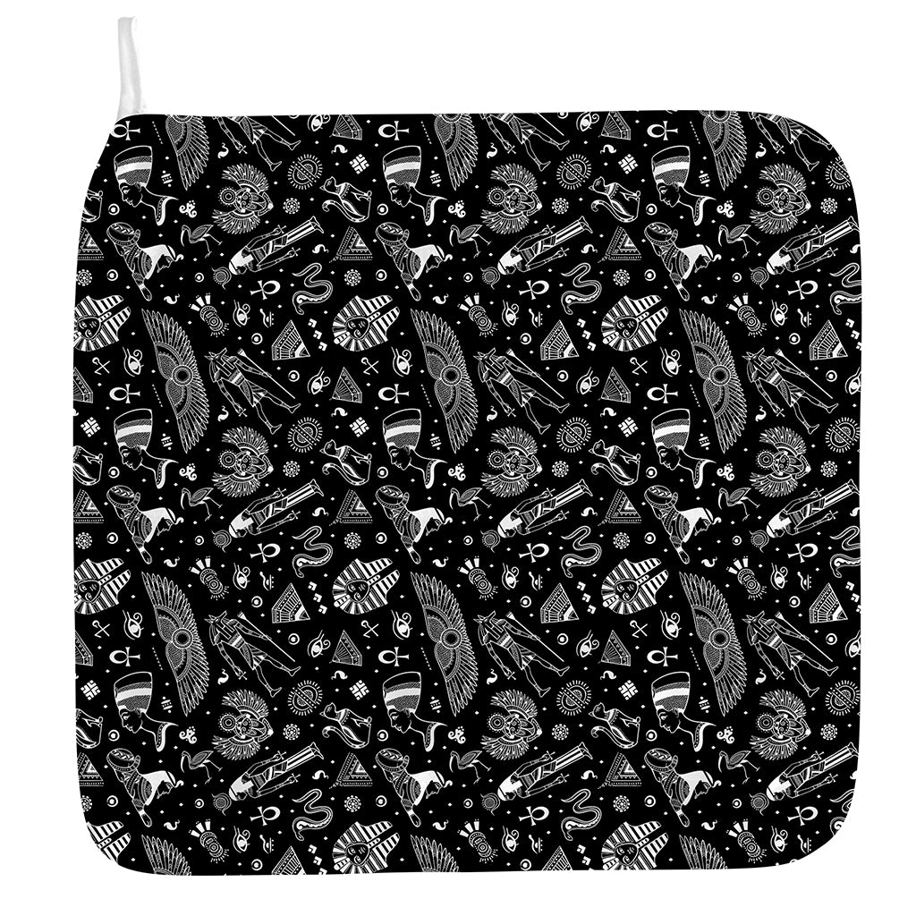 Black And White Egyptian Pattern Print Hand Towel
