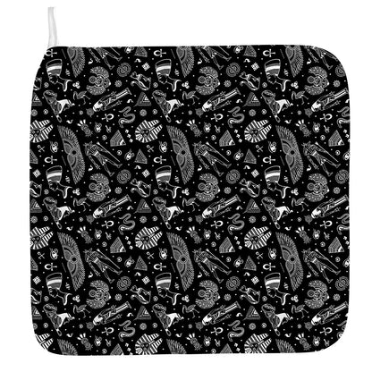 Black And White Egyptian Pattern Print Hand Towel