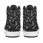 Black And White Egyptian Pattern Print High Top Leather Sneakers