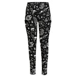 Black And White Egyptian Pattern Print High-Waisted Pocket Leggings
