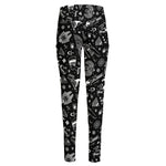 Black And White Egyptian Pattern Print High-Waisted Pocket Leggings