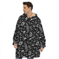 Black And White Egyptian Pattern Print Hoodie Blanket