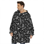 Black And White Egyptian Pattern Print Hoodie Blanket