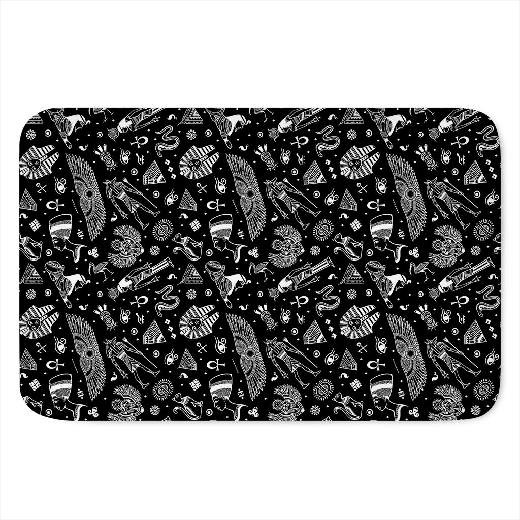 Black And White Egyptian Pattern Print Indoor Door Mat