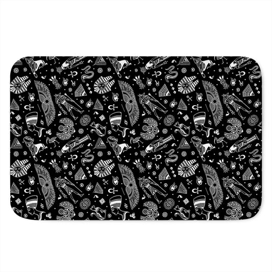 Black And White Egyptian Pattern Print Indoor Door Mat