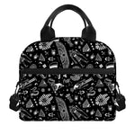 Black And White Egyptian Pattern Print Insulated Lunch Bag