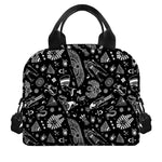 Black And White Egyptian Pattern Print Insulated Lunch Bag