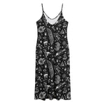Black And White Egyptian Pattern Print Jersey Midi Cami Dress