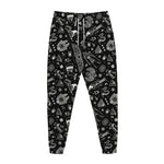 Black And White Egyptian Pattern Print Jogger Pants
