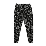 Black And White Egyptian Pattern Print Jogger Pants