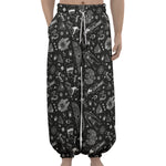 Black And White Egyptian Pattern Print Lantern Pants
