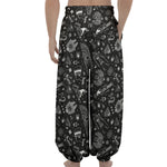 Black And White Egyptian Pattern Print Lantern Pants