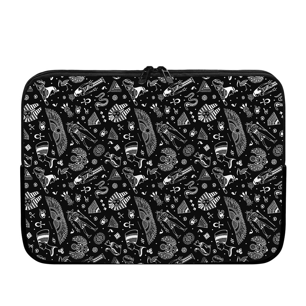 Black And White Egyptian Pattern Print Laptop Sleeve