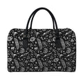 Black And White Egyptian Pattern Print Leather Duffel Bag