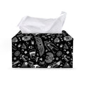 Black And White Egyptian Pattern Print Leather Tissue Box Cover