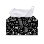 Black And White Egyptian Pattern Print Leather Tissue Box Cover