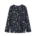 Black And White Egyptian Pattern Print Long Sleeve Short Coat