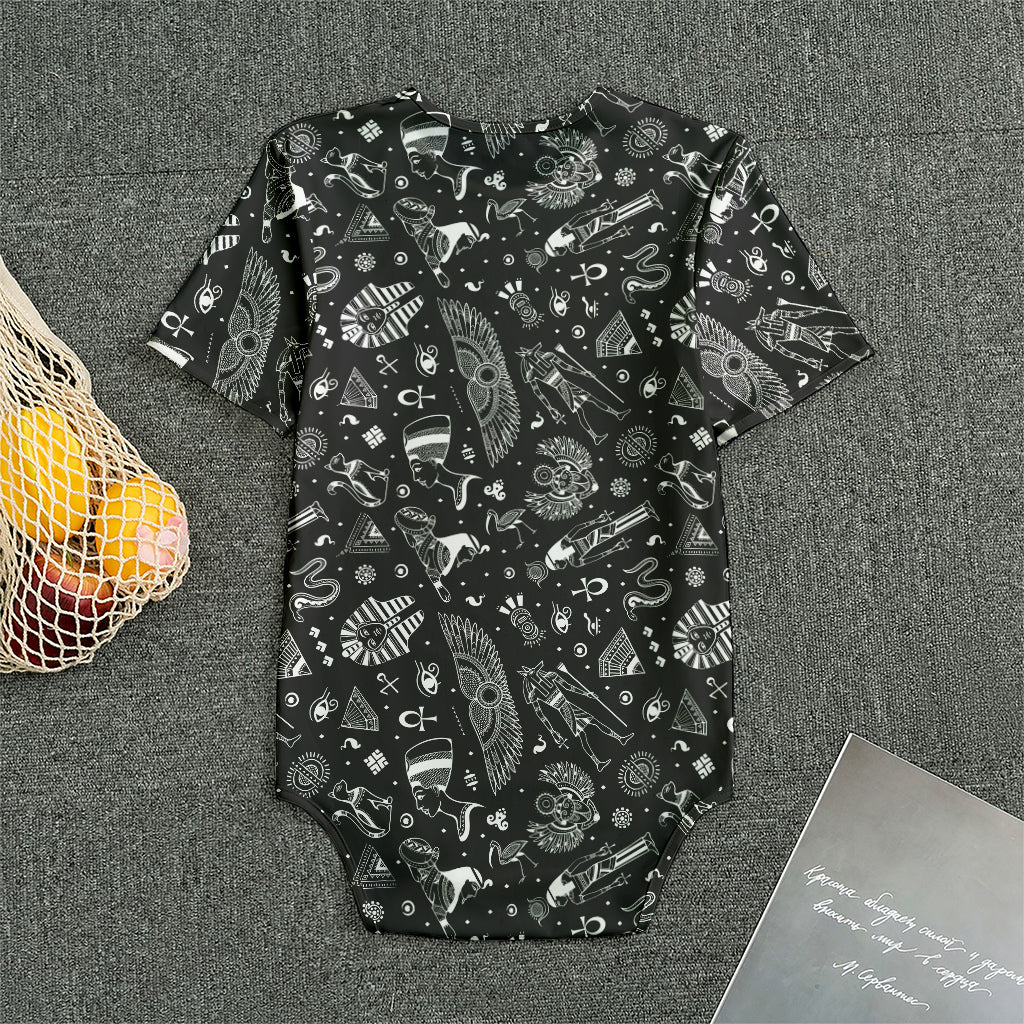 Black And White Egyptian Pattern Print Men's Bodysuit