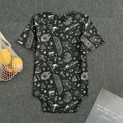 Black And White Egyptian Pattern Print Men's Bodysuit