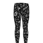 Black And White Egyptian Pattern Print Men's leggings