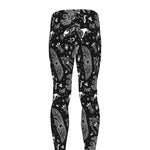 Black And White Egyptian Pattern Print Men's leggings