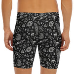 Black And White Egyptian Pattern Print Men's Long Boxer Briefs